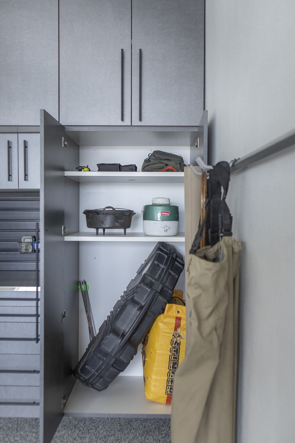 Camping Gear in Cabinets
