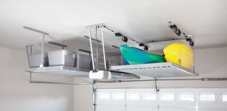 motorized overhead kayak storage